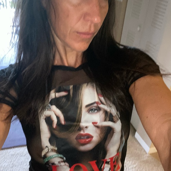 Sheer top, sooo cute! Ties above waist. Excellent Condition! - Picture 4 of 13